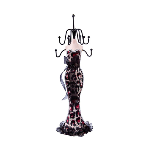 Cheetah Print Dress Doll Jewelry Stand, Red 11