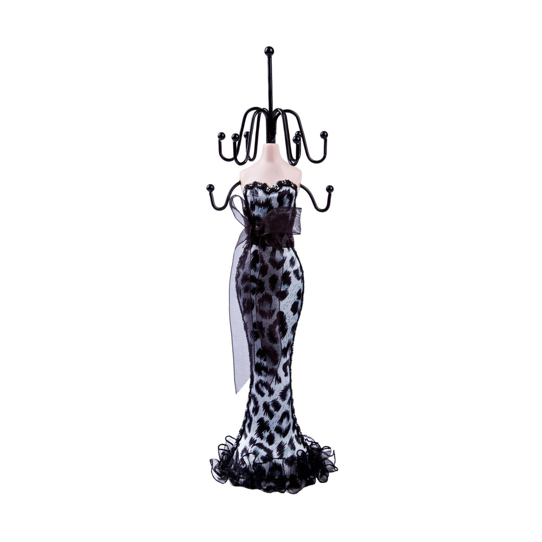 Cheetah Print Dress Doll Jewelry Stand, White 11