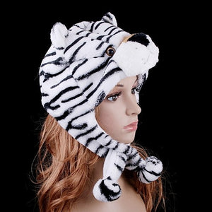 White Tiger Plush Hat