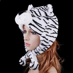 White Tiger Plush Hat