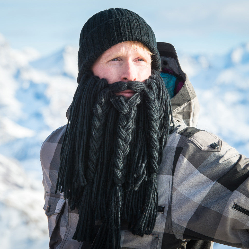 Beardo Viking Beard Hat, Black Hat with Long Black Beard