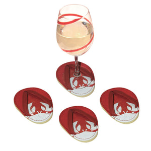 Drinkwear 4-Piece Red Crab Flip Flop Coaster