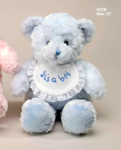 12" Teddy Bear Rattle, Blue