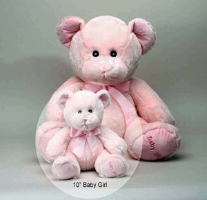 10" Baby Girl Teddy Bear, Pink