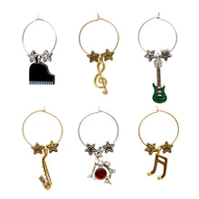 Load image into Gallery viewer, Wine Things 6-Piece All That Jazz Wine Charms, Painted