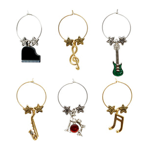 Wine Things 6-Piece All That Jazz Wine Charms, Painted