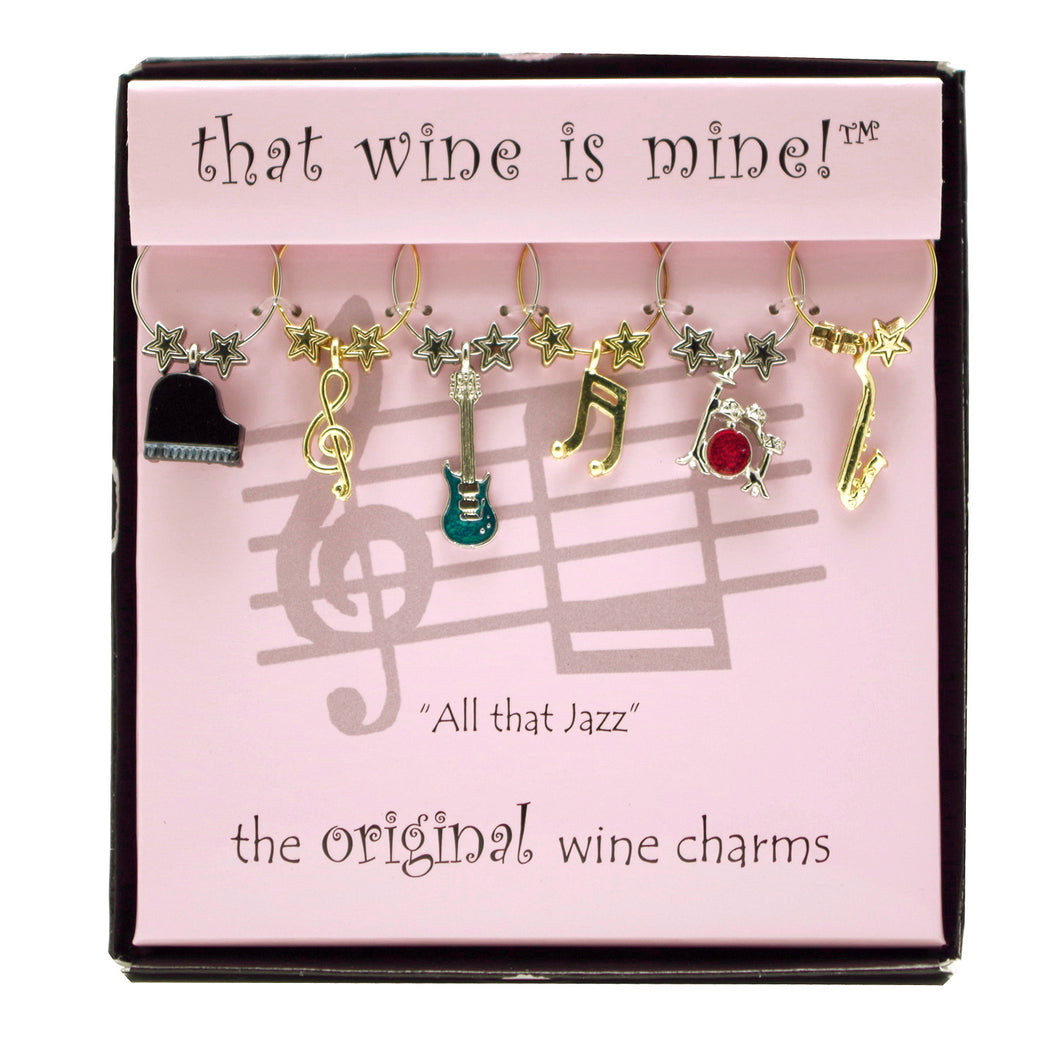 Wine Things 6-Piece All That Jazz Wine Charms, Painted