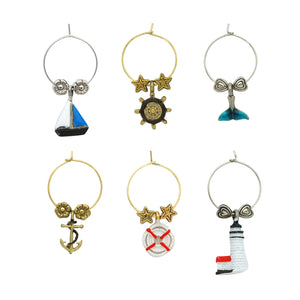 Wine Things 6-Piece Ahoy! Wine Charms, Painted