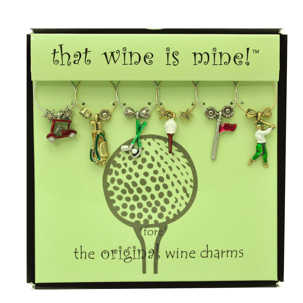 Wine Things 6-Piece Fore Wine Charms, Painted