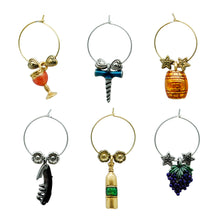 Load image into Gallery viewer, Wine Things 6-Piece Grapevine Wine Charms, Painted