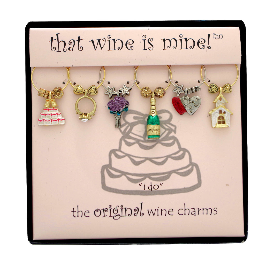 Wine Things 6-Piece I Do Wine Charms, Painted