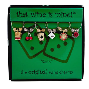 Wine Things 6-Piece Casino Wine Charms, Painted