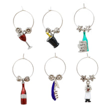 Load image into Gallery viewer, Wine Things 6-Piece Sommelier Wine Charms, Painted