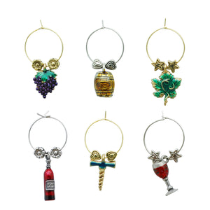 Wine Things 6-Piece Vino Colore Wine Charms, Painted