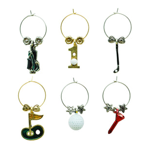 Wine Things 6-Piece Hole In One Wine Charms, Painted