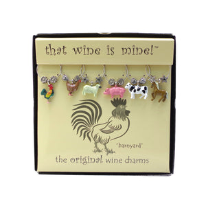 Wine Things 6-Piece Barnyard Wine Charms, Painted
