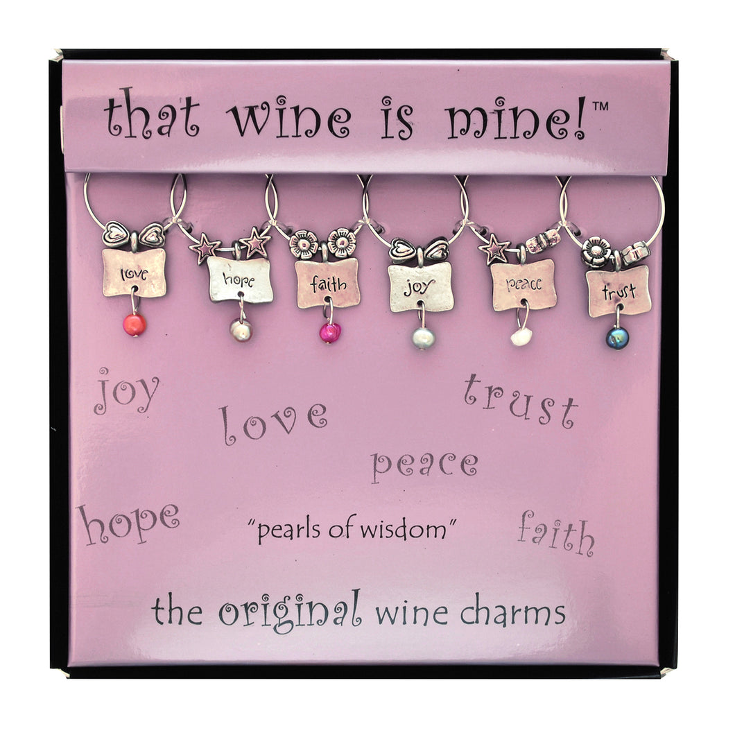 Wine Things 6-Piece Pearls of Wisdom Wine Charms