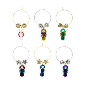 Wine Things 6-Piece Beach Party Wine Charms, Painted