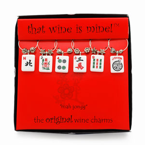 Wine Things 6-Piece Mah Jongg Wine Charms, Painted