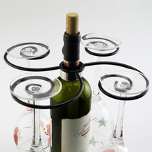 Load image into Gallery viewer, Wine Things Glass Go Round 4-Glass Decorative Caddy, Black