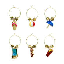 Load image into Gallery viewer, Wine Things 6-Piece On The Beach Wine Charms, Painted