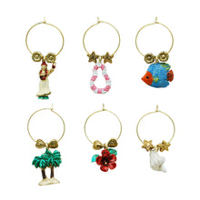 Load image into Gallery viewer, Wine Things 6-Piece Hula Wine Charms, Painted