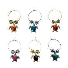 Load image into Gallery viewer, Wine Things 6-Piece Sea Turtles Wine Charms, Painted