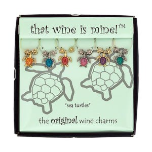 Wine Things 6-Piece Sea Turtles Wine Charms, Painted