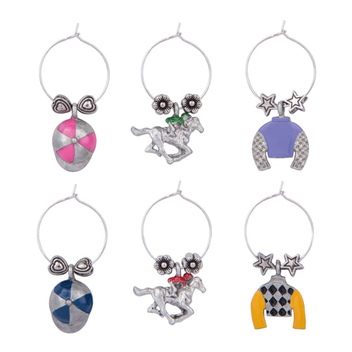 Wine Things 6-Piece At The Races Wine Charms, Painted