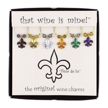Load image into Gallery viewer, Wine Things 6-Piece Fleur De Lis Wine Charms, Painted