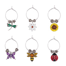 Load image into Gallery viewer, Wine Things 6-Piece Flowers &amp; Friends Wine Charms, Painted