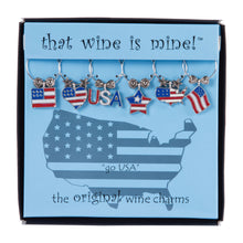 Load image into Gallery viewer, Wine Things 6-Piece Go USA Wine Charms, Painted