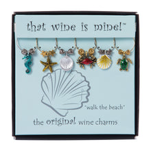 Load image into Gallery viewer, Wine Things 6-Piece Walk the Beach Wine Charms, Painted