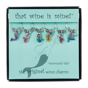 Wine Things 6-Piece Mermaid's Tale Wine Charms, Painted