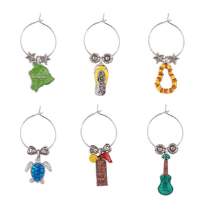 Wine Things 6-Piece Hawaiian Paradise Wine Charms, Painted