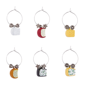 Wine Things 6-Piece Say Cheese! Wine Charms, Painted