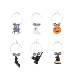 Wine Things 6-Piece Spooky Wine Charms, Painted