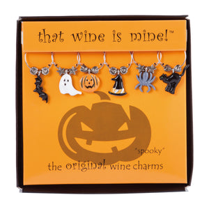 Wine Things 6-Piece Spooky Wine Charms, Painted