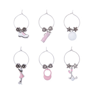 Wine Things 6-Piece Golfer Girls Wine Charms, Painted