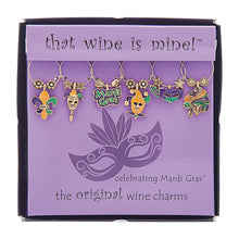 Load image into Gallery viewer, Wine Things 6-Piece Celebrating Mardi Gras Wine Charms, Painted