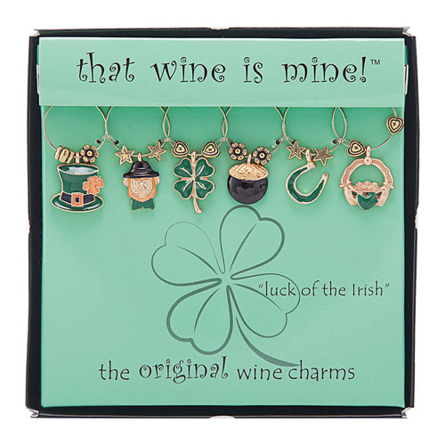 Wine Things 6-Piece Luck of The Irish Wine Charms, Painted
