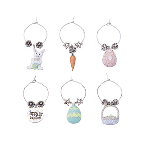 Wine Things 6-Piece EGGcellent Easter Wine Charms, Painted
