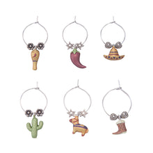 Load image into Gallery viewer, Wine Things 6-Piece Viva Mexico! Wine Charms, Painted