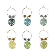Load image into Gallery viewer, Wine Things 6-Piece Monstera Leaf Wine Charms, Painted