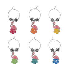 Load image into Gallery viewer, Wine Things 6-Piece Flamingo Wine Charms, Painted
