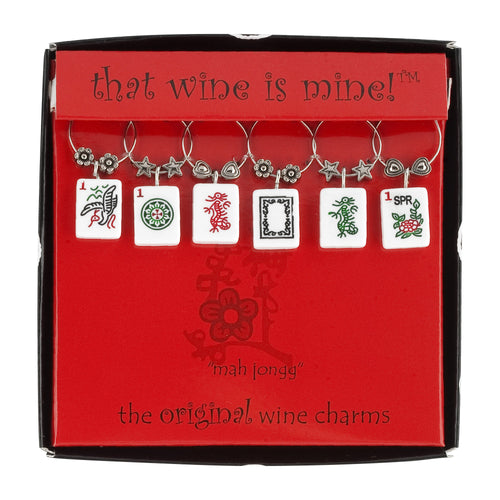 Wine Things 6-Piece American Mah Jongg Wine Charms, Painted