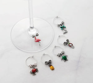 Wine Things 6-Piece Life's a Beach! Wine Charms, Painted
