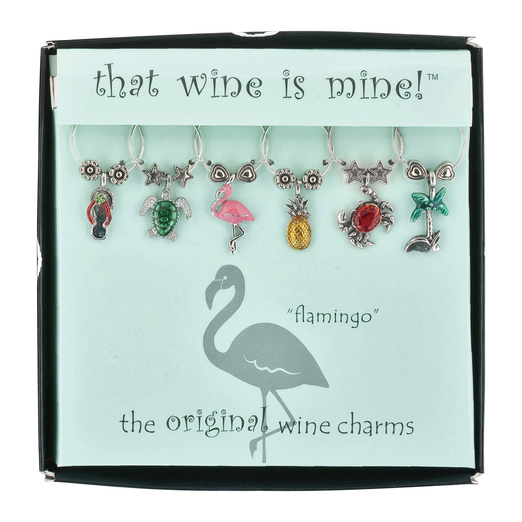 Wine Things 6-Piece Life's a Beach! Wine Charms, Painted