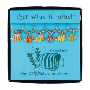 Wine Things 6-Piece Tropical Fish Wine Charms, Painted