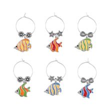 Load image into Gallery viewer, Wine Things 6-Piece Tropical Fish Wine Charms, Painted